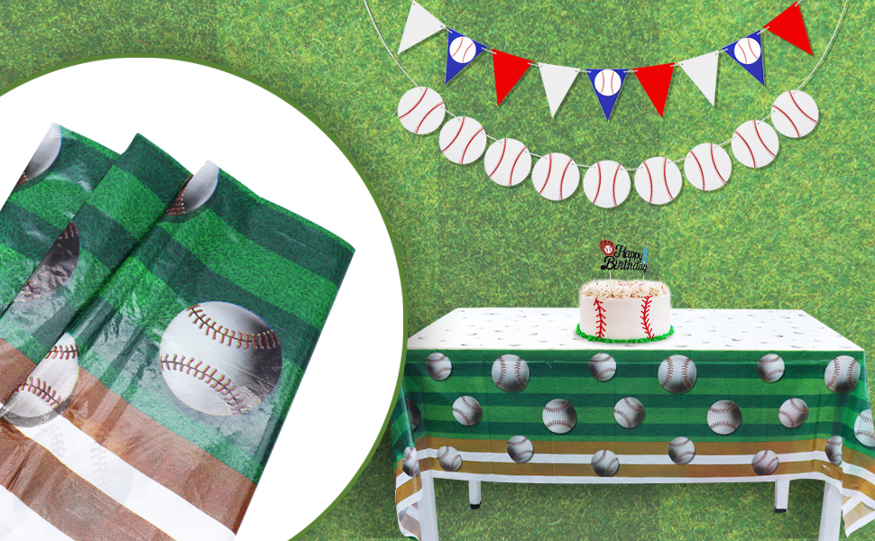 BigButer Baseball Tablecloth 2 Packs Sport Baseball Party