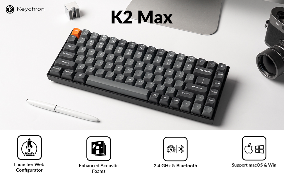 Amazon.com: Keychron K2 Max QMK/VIA 2.4 GHz & Bluetooth