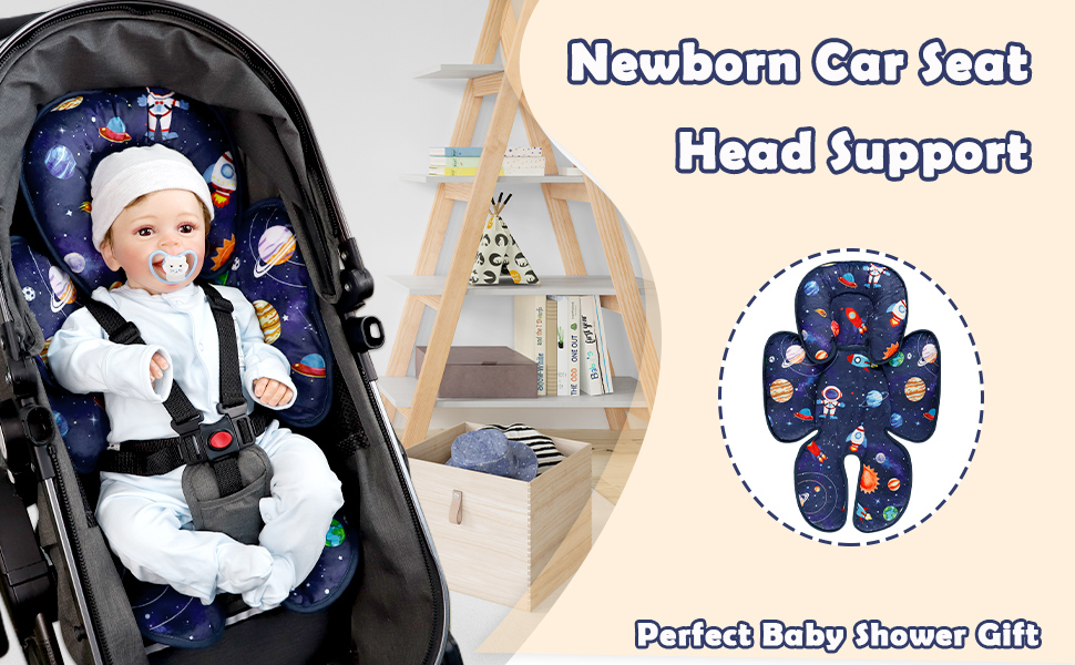 Baby Car Seat Head & Body Support, Infant Carseat Insert, Newborn Headrest Cushion for Strollers