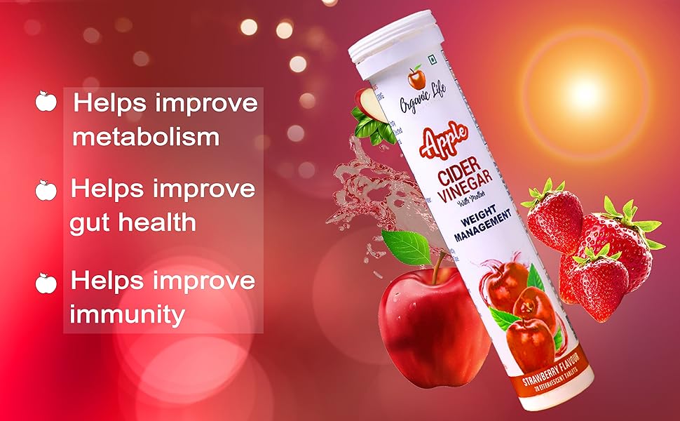 Organic Life Apple Cider Vinegar Effervescent Tablet with mother for