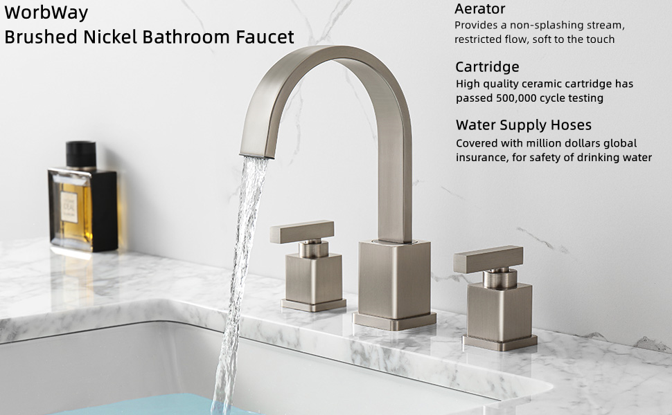 WorbWay Gold Bathroom Faucet, 2 Lever Handle 8 inch Widespread Bathroom