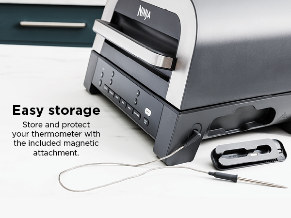 Easy storage Store and protect your thermometer with the included magnetic attachment.