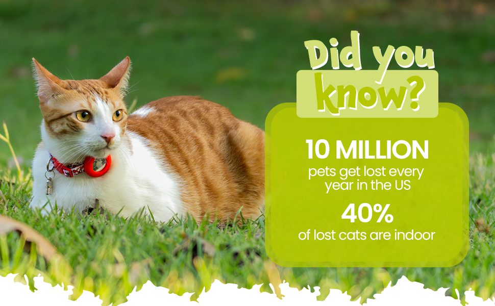 Did you know 10 million pets get lost every year in the US. 40% of lost cats are indoor.