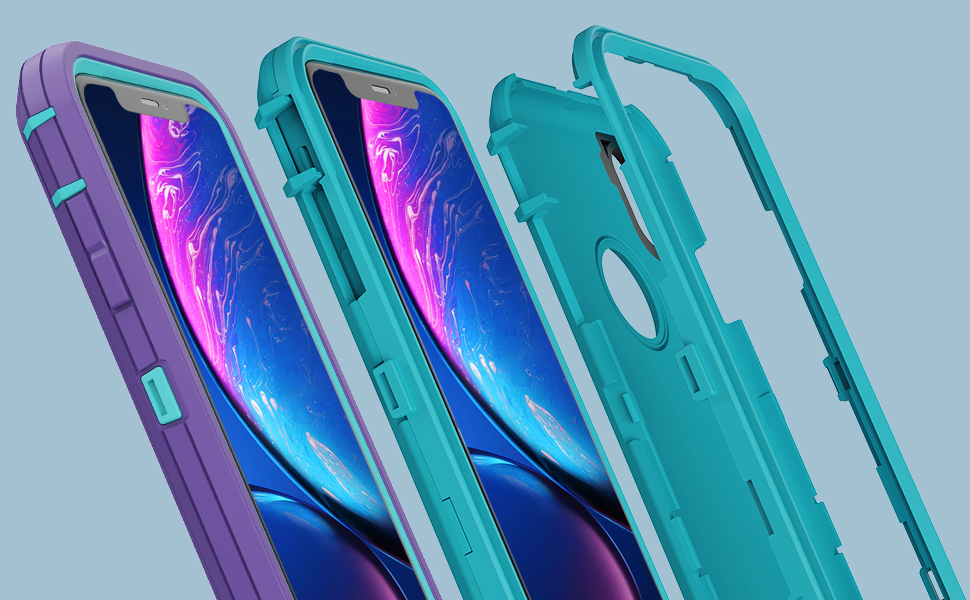 for iPhone XR Case with 2 x Screen Protector, Heavy Duty