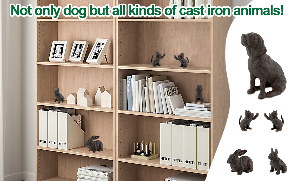 KAVSI Cast Iron Decorative Dog Door Stopper Bookends, Unique Bookends