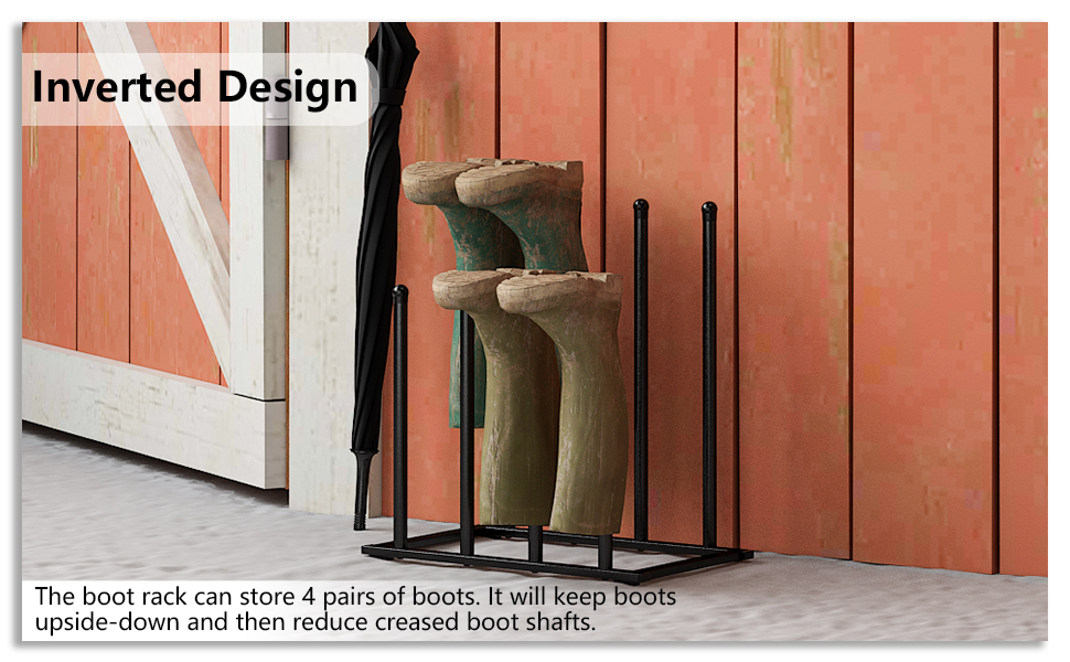 Haiice Black Metal Boot Rack for 4 Pairs Boots, Invertered
