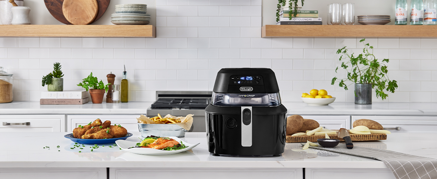 DeLonghi FH2394.BK Rapid Crisp Digital 5Qt Air Fryer with 360° view