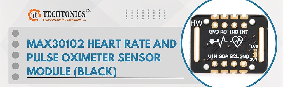 Techtonics MAX30102 Heart Rate and Pulse Oximeter Sensor Module (Black ...
