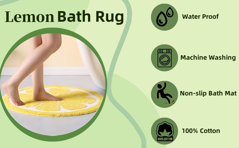 Carmoion Cute Bath Mat,Lemon Rug,Water Absorption Non Slip