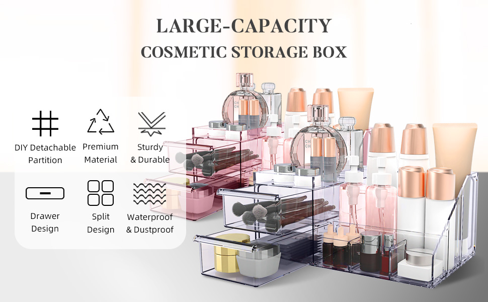 Devokimi Clear Makeup Organizer for Vanity, Cosmetics Organizer for