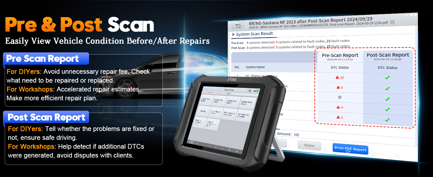 xtool d9s diagnostic scanner for all vehicles with pre scan