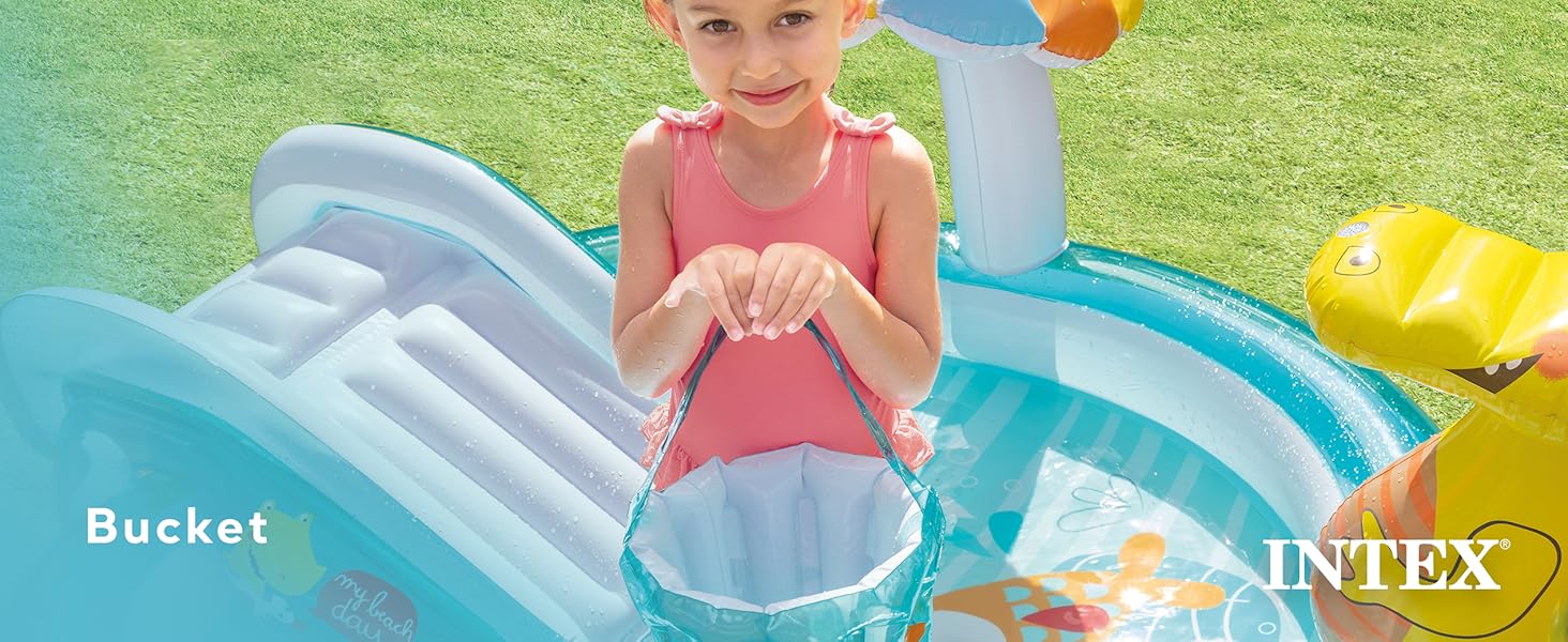 Splash siblings and friends with the water bucket