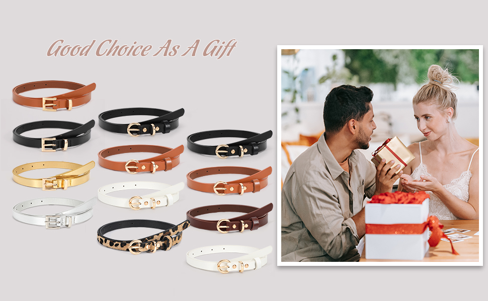 women skinny leather belt