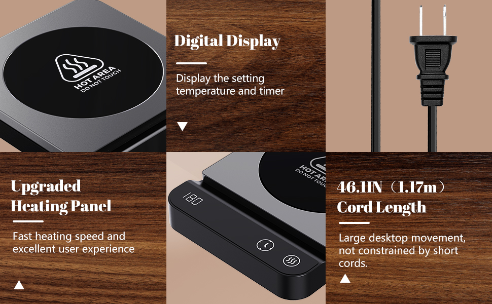 Coffee Mug Warmer with 3- Temp Settings,Coffee Warmer for Desk with 2-12H Timer,Coffee Cup Warmer wi