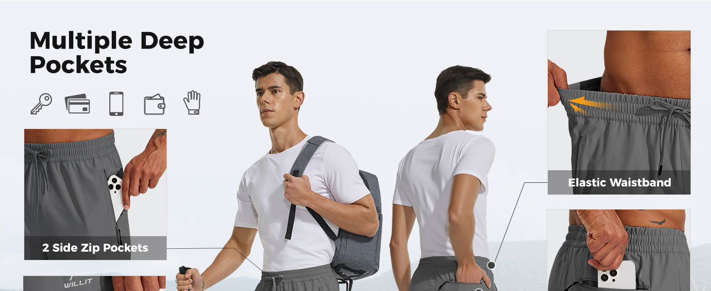 mens joggers with zipper pockets