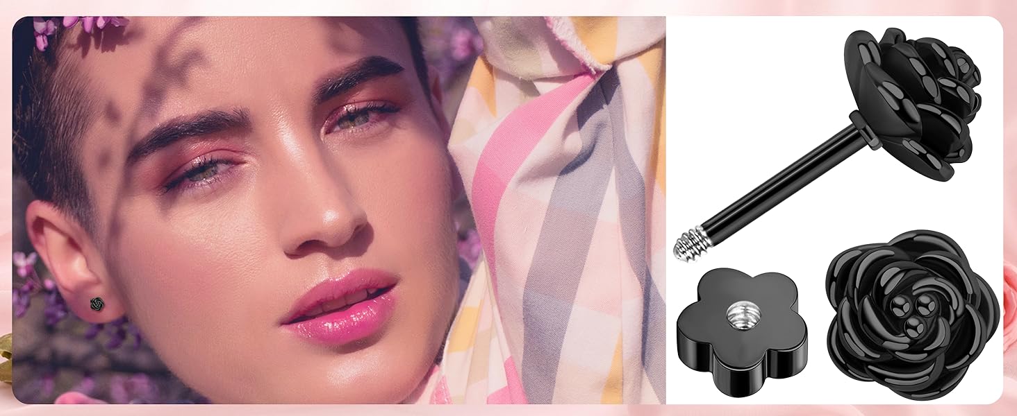 black flower earrings