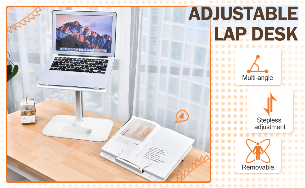 nediea Laptop Stand For Desk Adjustable, Multifucntional Book Stand For Reading Hand Free, Lap