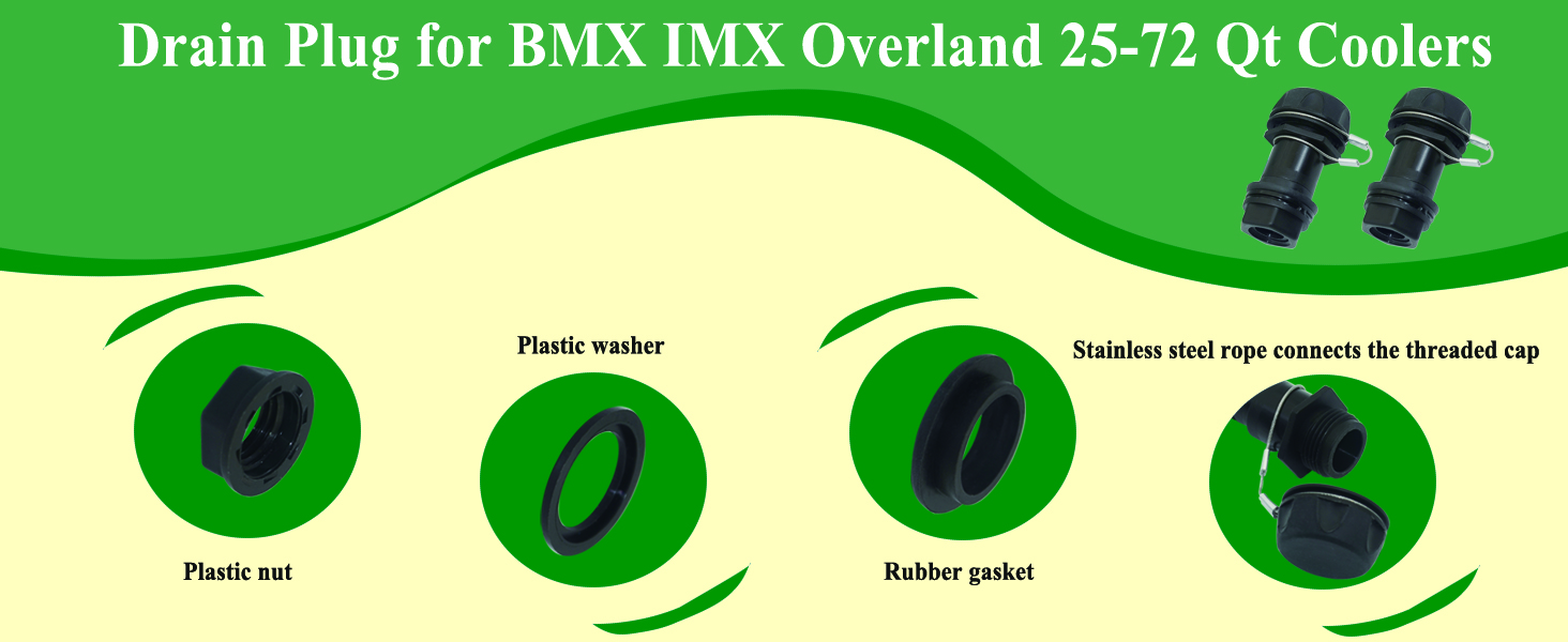 Drain Plug Replacement Parts, for BMX IMX Overland 25-72 Qt Coolers