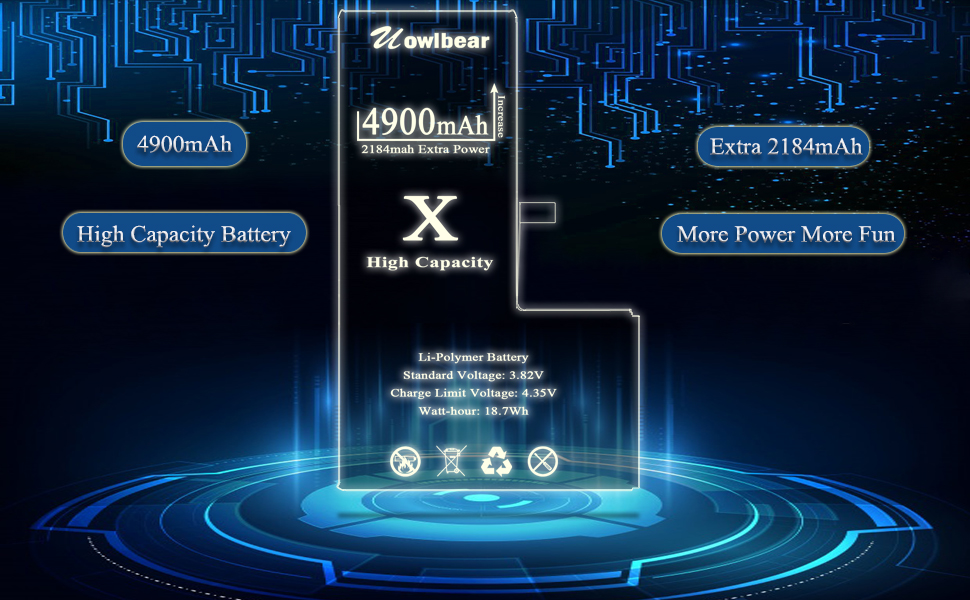 uowlbear replacement iphone x battery