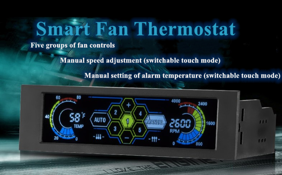 5Fans Speed Computer Fan Controller CPU Temperature Sensor PC Cooling