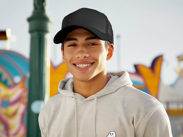 DALIX Plain Trucker Hat Mesh Cap in Black at Amazon Men's