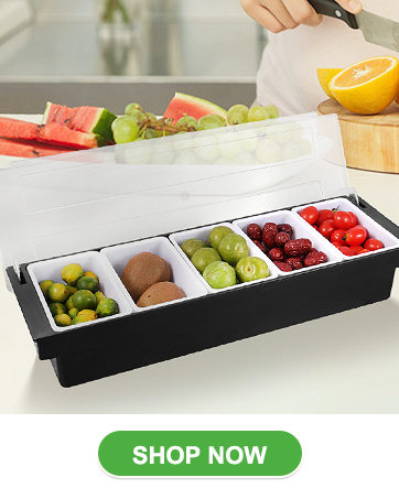 5-Compartment Serving Tray and Dispenser Containers with Hinged Lid