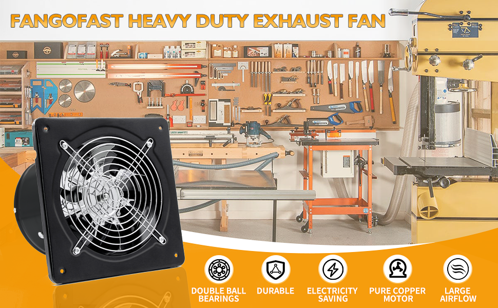 FanGoFast 6 inch Exhaust Fan Metal Ventilation Fan with