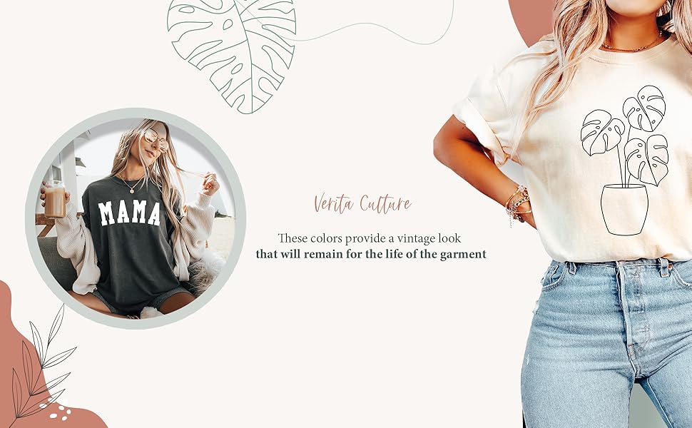Verita Culture garment dyed trendy oversized fit women's graphic Shirt