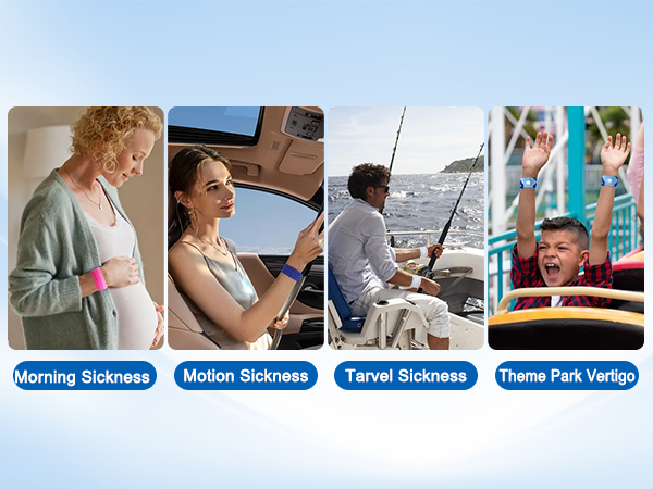 LYJEE 5 Pairs Motion Sickness Bands, Nausea Wristbands for Car Sickness,