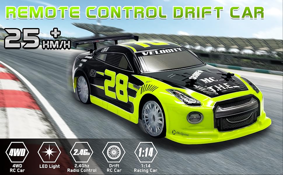RACENT RC Drift Car 2.4Ghz 114 Scale RC Sport Racing Car for Adults Kids Boys Gifts