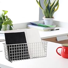 metal storage basket bins in office