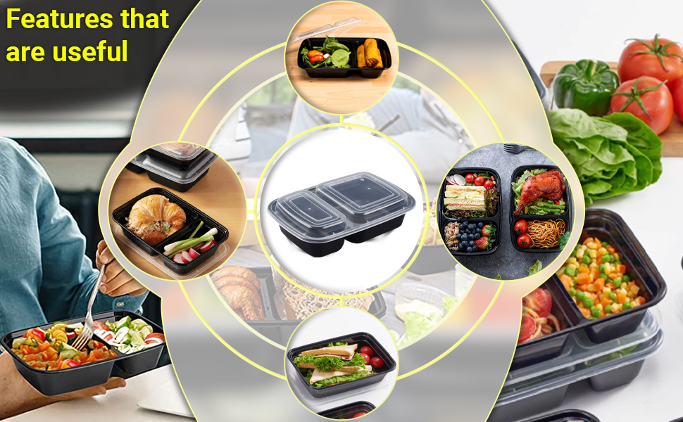 2 compartment,Lunch Container,Meal Prep Boxes,Food Containers,Food Prep,Plastic Box