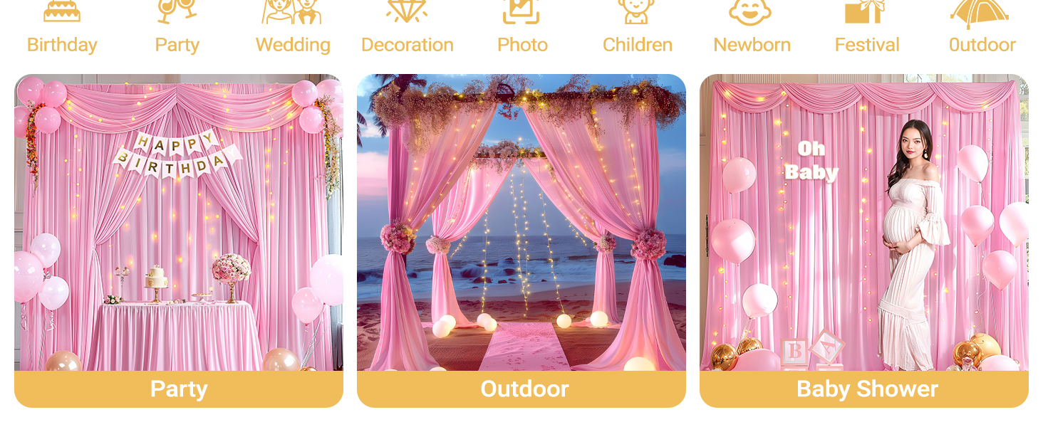 Pink Backdrop Curtains