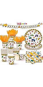 Construction Birthday Party Supplies Disposable Tableware Set for Construction Themed Party Kids