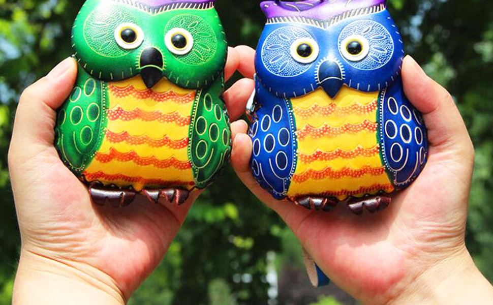 owl purse change coin purse pouch keychain wallet leather keychain coin purse owl wallet