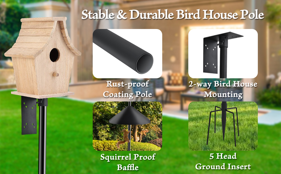 TIRYIUOU 90Inch Bird House Pole Mount Kit Adjustable