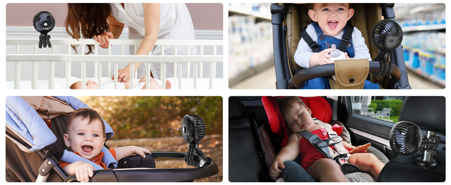 SmartDevil Pram Fan,3 Speed Portable Stroller Fan Clip on for Baby