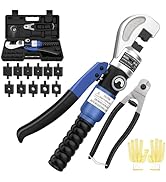 CKE Hydraulic Crimping Tool 10 Ton Hydraulic Cable Lug Crimper, Hydraulic Crimper with 11 Dies fo...