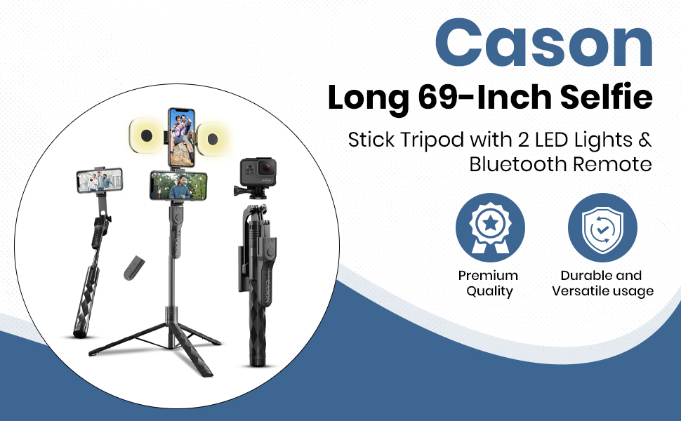 SPN-JGSP Long 69-Inch Selfie Stick Tripod with 2 LED Lights & Bluetooth Remote