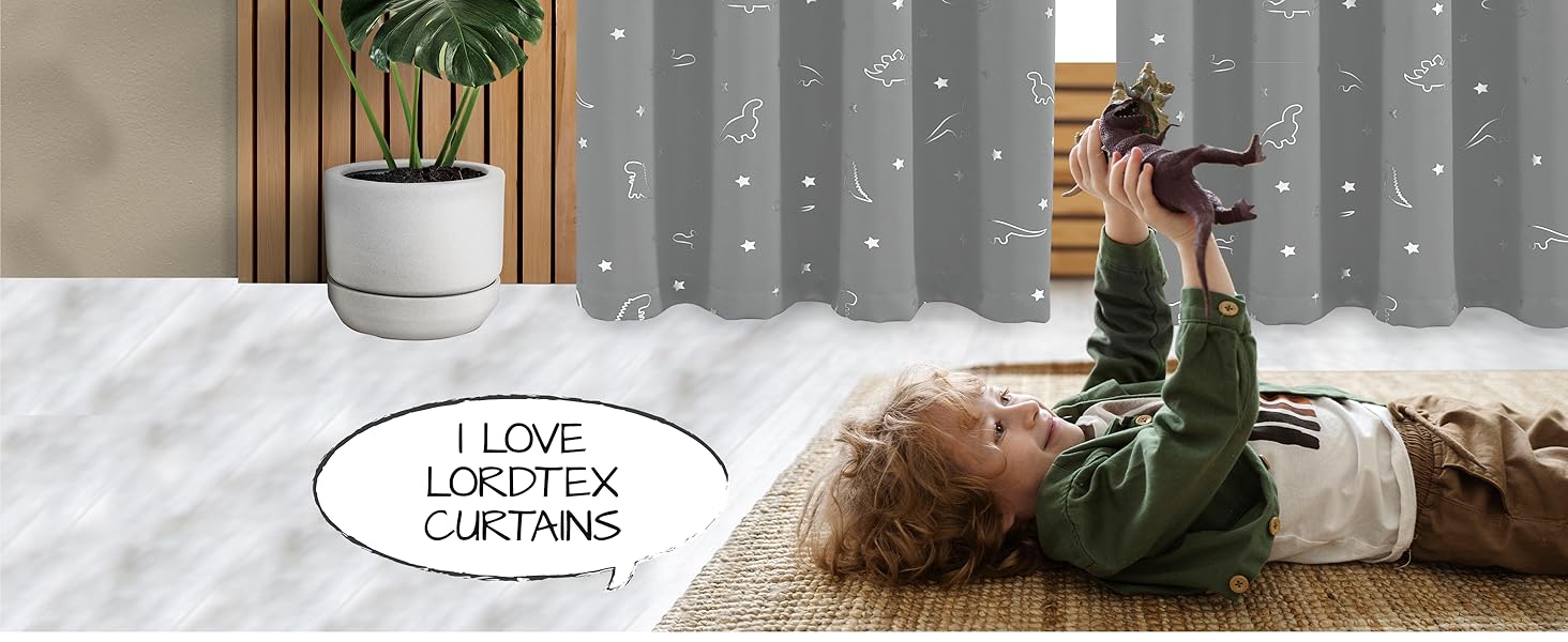 Dinosaur Foil Blackout Curtains for Kids Room Thermal Insulated Noise Reduce Drape for Boys Bedroom