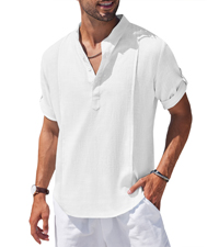 Mens Linen Henley Shirt