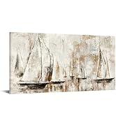 sechars Sailboats Painting Canvas Art Abstract Sailing Boats Wall Decor Rustic Nautical Theme Hom...