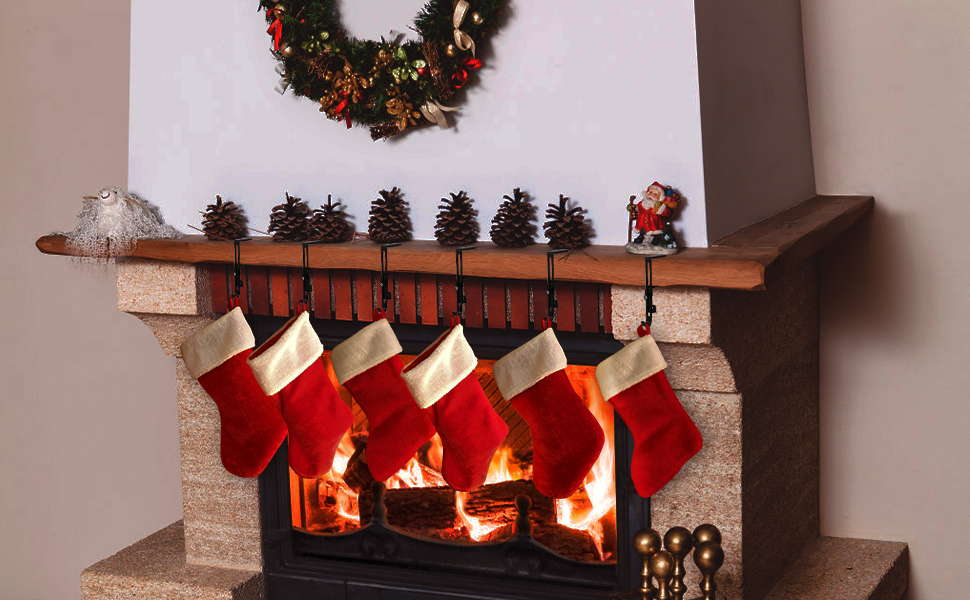 FTUREERA Christmas Stocking Holder for Mantle Set of 6