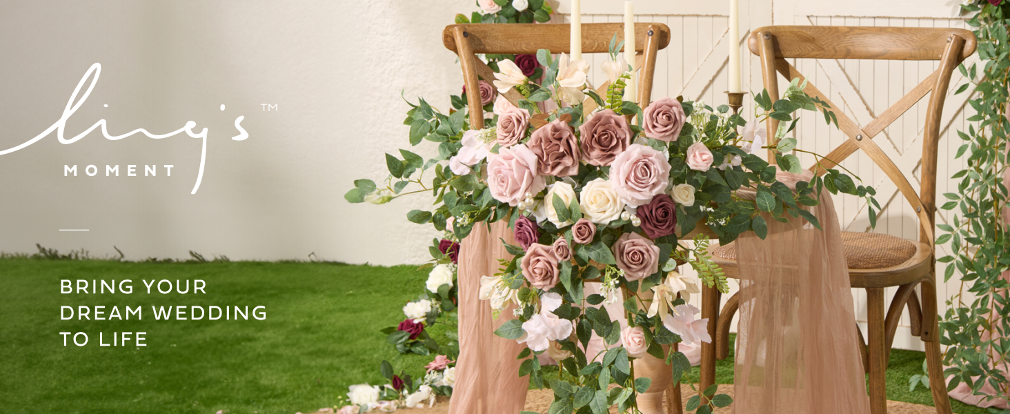 Ling Moment artificial flowers wedding DIY decor rose bouquet stem garland floral bridal ceremony