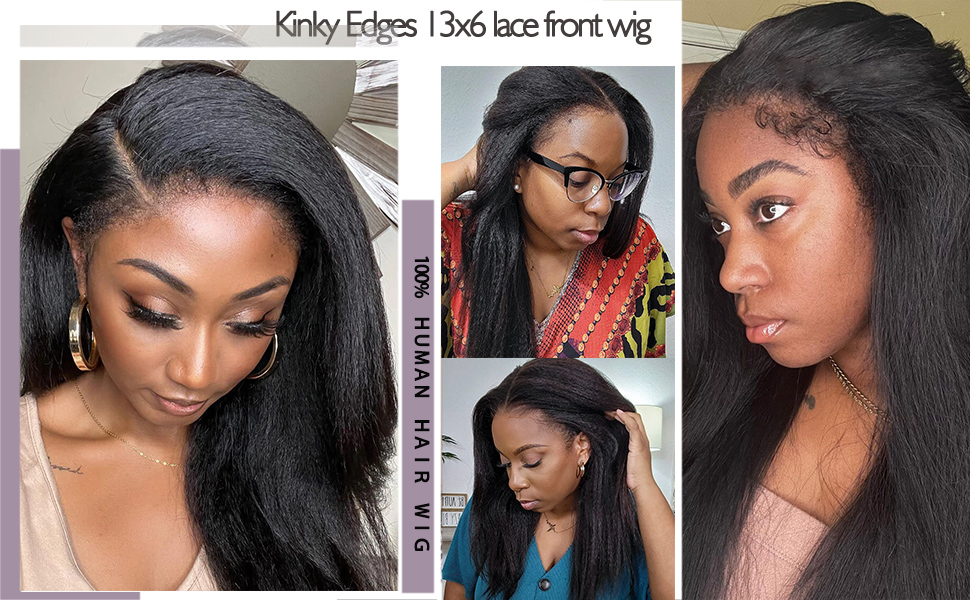 4c Curly Edges 13x6 Lace Front Wig Brazilian Virgin Kinky Straight Curly Baby Hair