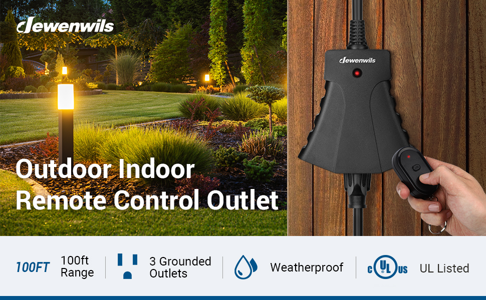 DEWENWILS Outdoor Remote Control Outlet, Wireless Remote Outlet Power