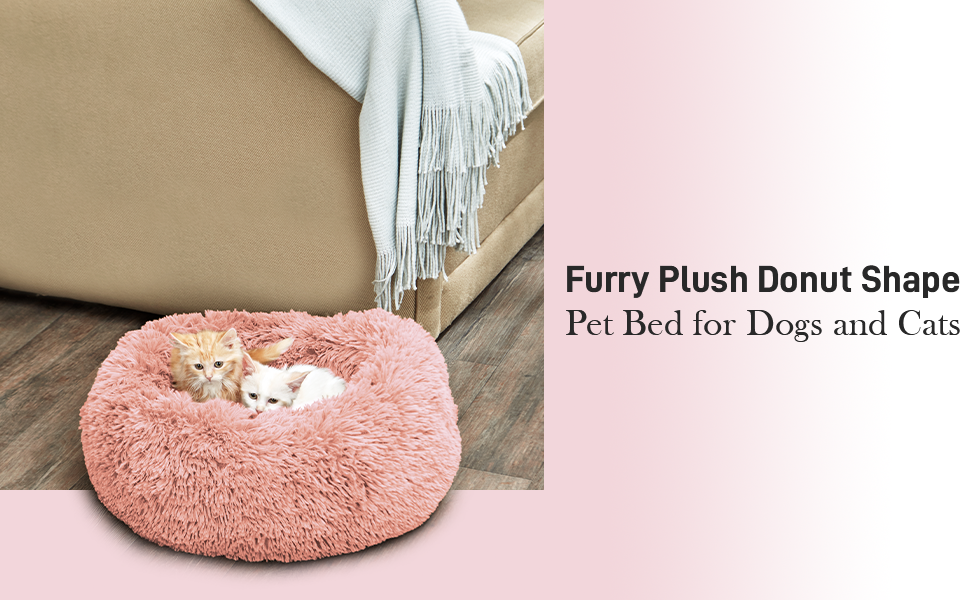 The Lakeside Collection Plush Donut Pet Beds Brown Pet
