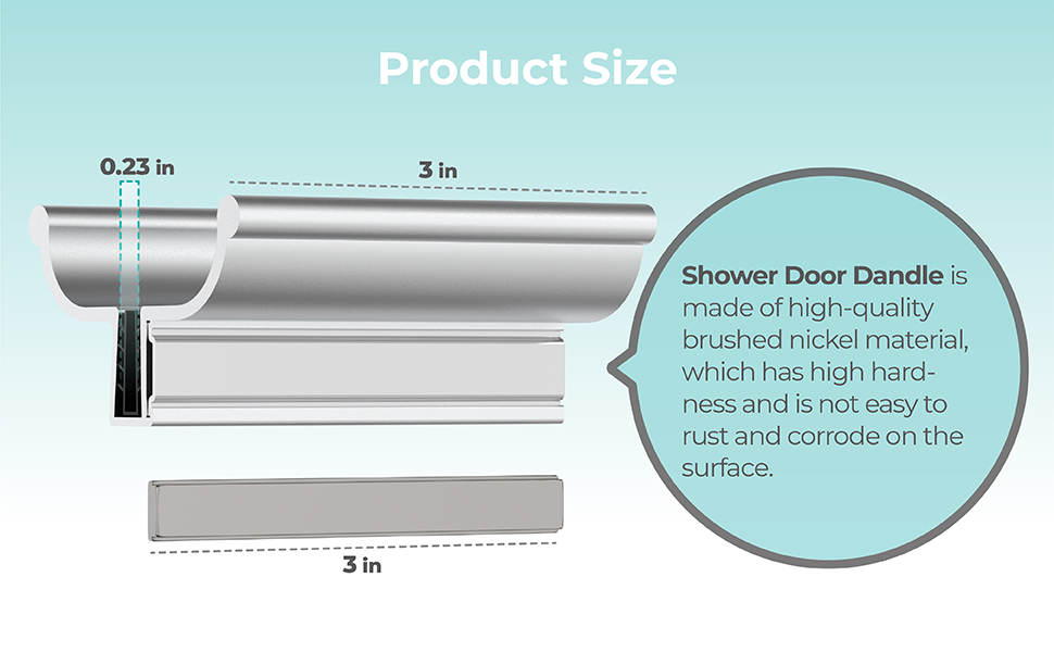 33/4" Bright Chrome Frameless Shower Door Handle with Metal Strike and