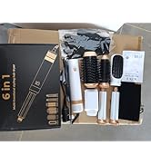 Blow Dryer Brush Set of 6, Air Curling Iron 3 Temperature Negative Ionic Hair Dryer Brush, Hot Ai...