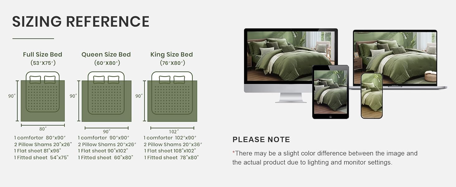 Monbix Queen Comforter Sets,Full Bedding Set 7 Piece, All Seasons Comforters